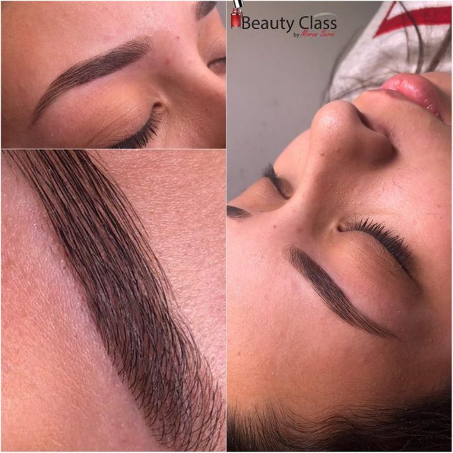 עיצוב גבות עם פינצטה וחוט